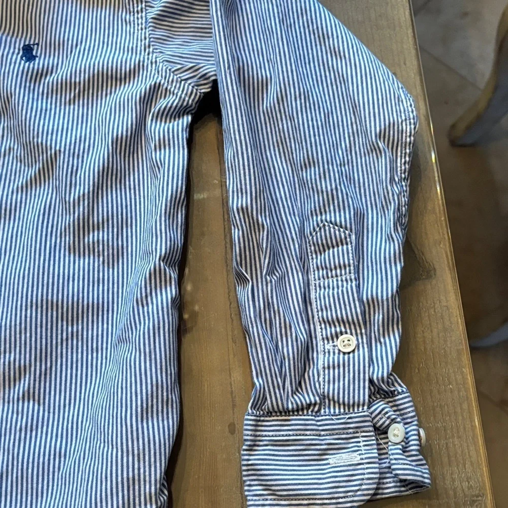 Boys Ralph Lauren Blue and White Striped Shirt